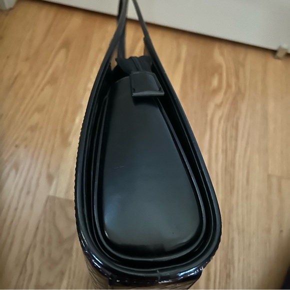 Brown Ombré Double Handle Croc Patent Handbag - Picture 8 of 10